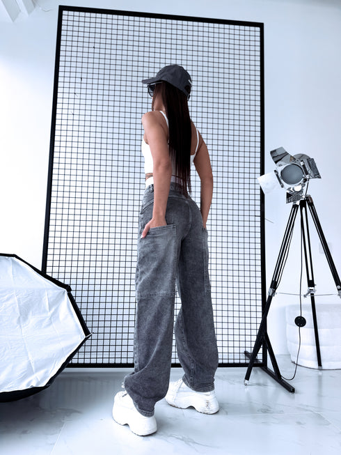 Džinsa bikses + aksesuārs "SHERIFF K837" - PELĒKAS